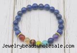 CGB6280 8mm lapis lazuli 7 chakra beaded mala stretchy bracelets