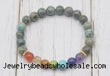 CGB6282 8mm African turquoise 7 chakra beaded mala stretchy bracelets