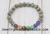 CGB6284 8mm rhyolite 7 chakra beaded mala stretchy bracelets