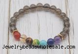 CGB6305 8mm smoky quartz 7 chakra beaded mala stretchy bracelets