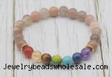 CGB6318 8mm rainbow moonstone 7 chakra beaded mala stretchy bracelets