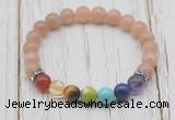 CGB6319 8mm moonstone 7 chakra beaded mala stretchy bracelets