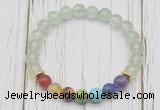 CGB6320 8mm prehnite 7 chakra beaded mala stretchy bracelets