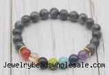 CGB6325 8mm black labradorite 7 chakra beaded mala stretchy bracelets