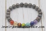 CGB6326 8mm rainbow labradorite 7 chakra beaded mala stretchy bracelets