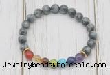 CGB6327 8mm eagle eye jasper 7 chakra beaded mala stretchy bracelets