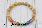 CGB6328 8mm golden tiger eye 7 chakra beaded mala stretchy bracelets