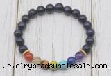 CGB6336 8mm purple tiger eye 7 chakra beaded mala stretchy bracelets