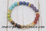 CGB6342 8mm 7 chakra gemstone beaded mala stretchy bracelets