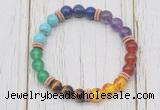 CGB6344 8mm 7 chakra gemstone beaded mala stretchy bracelets