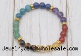 CGB6346 8mm 7 chakra gemstone beaded mala stretchy bracelets