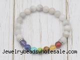 CGB6350 8mm white crazy lace agate 7 chakra beaded mala stretchy bracelets