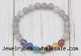 CGB6351 8mm grey banded agate 7 chakra beaded mala stretchy bracelets