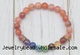 CGB6353 8mm fire agate 7 chakra beaded mala stretchy bracelets