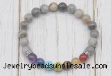 CGB6355 8mm silver needle agate 7 chakra beaded mala stretchy bracelets