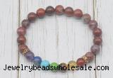 CGB6359 8mm Portuguese agate 7 chakra beaded mala stretchy bracelets