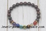 CGB6361 8mm brecciated jasper 7 chakra beaded mala stretchy bracelets