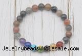 CGB6362 8mm fancy jasper 7 chakra beaded mala stretchy bracelets