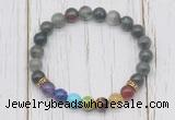 CGB6363 8mm blood jasper 7 chakra beaded mala stretchy bracelets