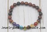 CGB6365 8mm mahogany obsidian 7 chakra beaded mala stretchy bracelets