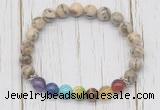 CGB6366 8mm feldspar 7 chakra beaded mala stretchy bracelets