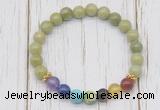 CGB6370 8mm China jade 7 chakra beaded mala stretchy bracelets