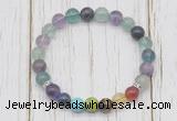 CGB6374 8mm fluorite 7 chakra beaded mala stretchy bracelets