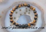 CGB6401 8mm round yellow tiger eye & black lava beaded bracelets