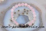 CGB6422 8mm round rose quartz & garnet beaded bracelets