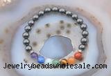 CGB6435 8mm round hematite 7 chakra beads bracelet wholesale