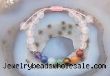 CGB6442 8mm round rose quartz 7 chakra beads adjustable bracelets