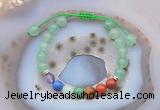 CGB6443 8mm round green aventurine 7 chakra beads adjustable bracelets