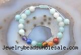 CGB6445 8mm round amazonite 7 chakra beads adjustable bracelets