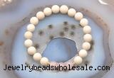 CGB6456 8mm round matte white fossil jasper & rose quartz beaded bracelets