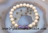 CGB6457 8mm round matte white fossil jasper & amethyst beaded bracelets