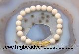 CGB6459 8mm round matte white fossil jasper & citrine beaded bracelets