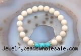 CGB6463 8mm round matte white fossil jasper & turquoise beaded bracelets