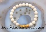 CGB6472 8mm round matte white fossil jasper & golden tiger eye beaded bracelets