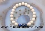 CGB6477 8mm round matte white fossil jasper & blue tiger eye beaded bracelets