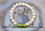 CGB6488 8mm round matte white fossil jasper & green sea sediment jasper beaded bracelets