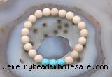 CGB6491 8mm round matte white fossil jasper & blue howlite beaded bracelets