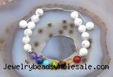 CGB6505 8mm round white howlite 7 chakra beads adjustable bracelets