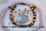 CGB6582 8mm round yellow tiger eye & hematite adjustable bracelets