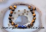 CGB6595 8mm round yellow tiger eye & lapis lazuli adjustable bracelets