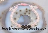 CGB6599 8mm round rose quartz & smoky quartz adjustable bracelets