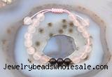 CGB6600 8mm round rose quartz & garnet adjustable bracelets