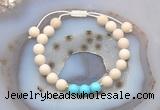 CGB6602 8mm round white fossil jasper & blue howlite adjustable bracelets