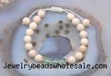 CGB6613 8mm round white fossil jasper & green fluorite adjustable bracelets