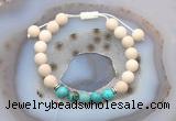 CGB6624 8mm round white fossil jasper & blue sea sediment jasper adjustable bracelets