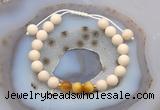 CGB6628 8mm round white fossil jasper & golden tiger eye adjustable bracelets